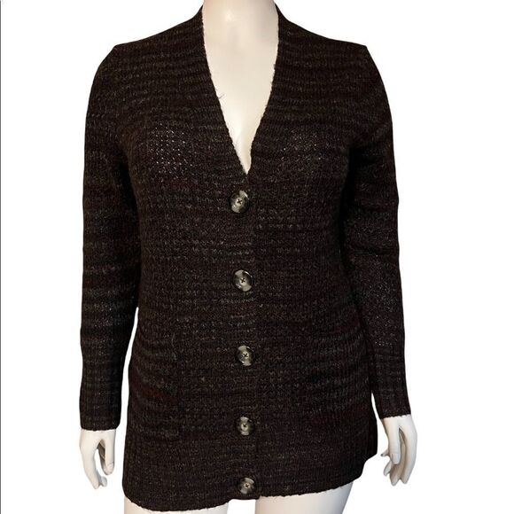 CJ Banks Black & Multicolor Striped Knit Cardigan Plus Size 14W X NWT - Picture 1 of 7